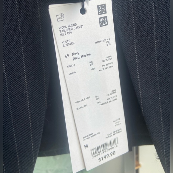 Uniqlo +J Wool Blend Tailored Jacket Dark Navy Size M - Picture 5 of 15